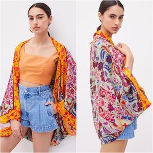 Anthropologie Multi Floral Cocoon Kimono